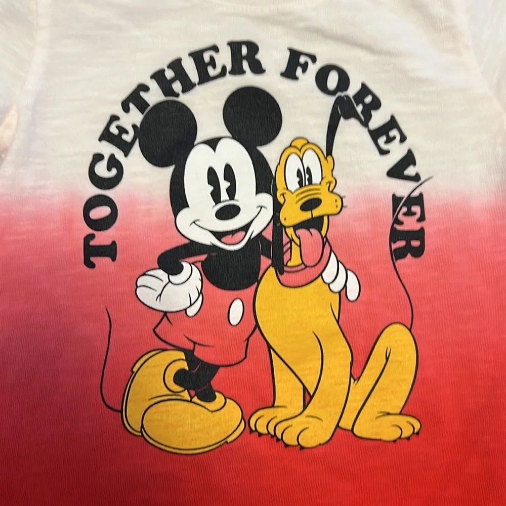 Baby Gap Unisex Disney Mickey Mouse and Pluto Together Forever Dip Dyed shirt